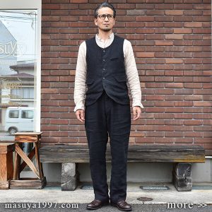 DjangoAtour “workers heavylinen vest & classic frenchwork linen jodhpurs”