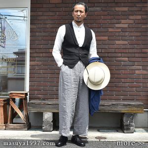 DjangoAtour “classic wingcollar shirtcoat & worquera linen trousers 1790”