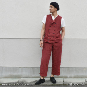 DjangoAtour “classic stripelinen w-vest” & “stripelinen easy pants”