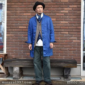 DjangoAtour “classic frenchwork indigolinen coat × da corduroy easy pants”