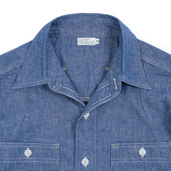 WAREHOUSE “Lot 3064 VENTILATION TRIPLE STITCH CHAMBRAY SHIRTS