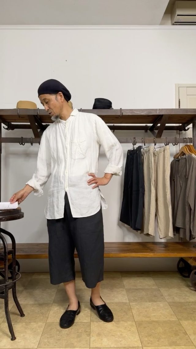7/28（火）マスカジ・ライブ ＜225th＞ ■ 特集　DjangoAtour “DA wide shorts” 店主のコーディネートを交えながら、ご紹介しています。 暑い夏も着こなしを楽しみましょう！ @masuya1997 #djangoatour #shorts #linen_cottonn_herringbone #ジャンゴアトゥール #ショートパンツ