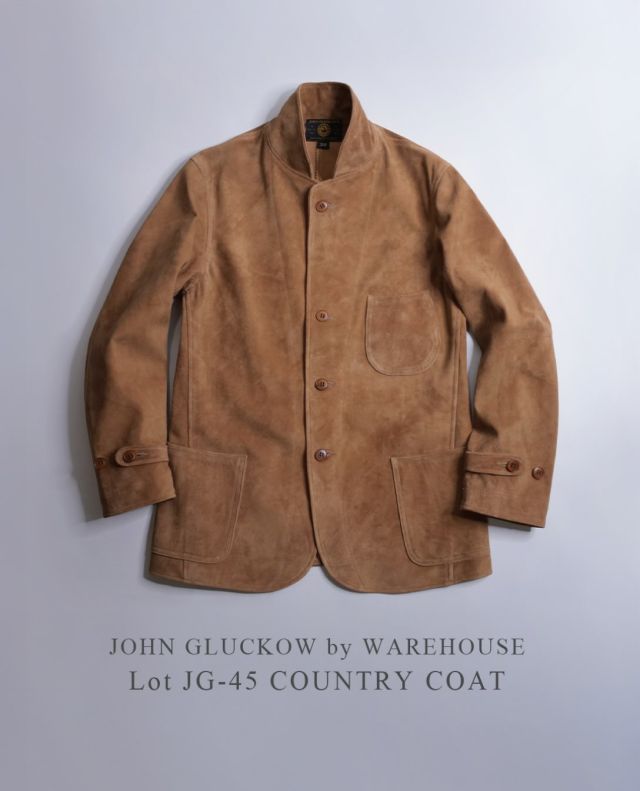 “New Arrival“ JOHN GLUCKOW by WAREHOUSE “Lot JG-45 COUNTRY COAT” JOHN GLUCKOW（ジョングラッコー）の「Lot JG-45 COUNTRY COAT」が入荷しました！ 【 ★ 写真をタップ→「商品タグ」から商品ページにアクセス出来ます。 】 ーーーーーーーーーーーーーーーーー □ 素材：カーフスウェード □ カラー：ダークベージュ □ サイズ：38（当店入荷サイズ） □ プライス：￥195,000（税別）【税込 ￥214,500】 ーーーーーーーーーーーーーーーーー @masuya1997 #WAREHOUSE #JOHNGLUCOW #ウエアハウス #レザージャケット #革ジャン